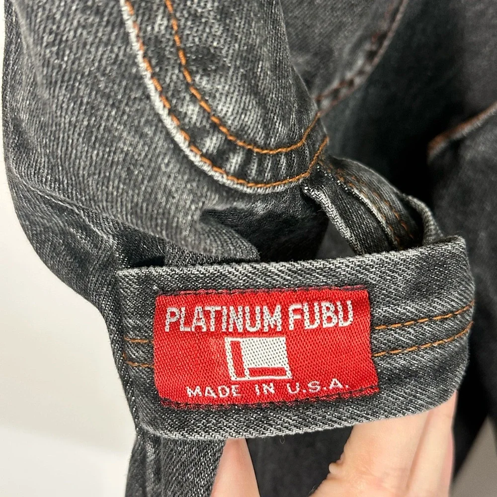 PLATINUM FUBU Denim Carpenter Shorts Made in USA fat Albert Logo Y2K 32